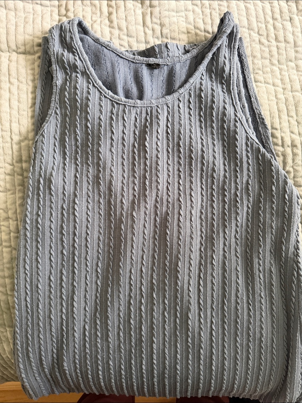 Sleeveless Textured Tank Top - Light Gray